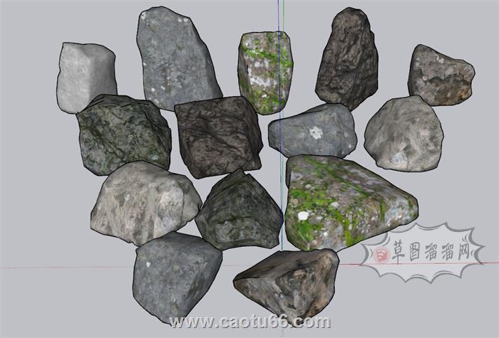 石头石块置石SU模型