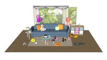 儿童玩具沙发SU模型