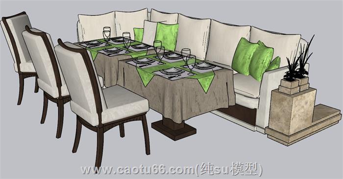 欧式卡座沙发SU模型