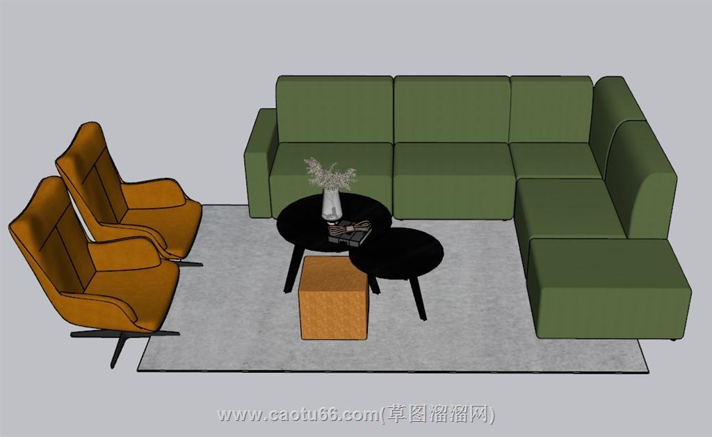 L型沙发SU模型