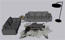 沙发茶几落地灯SU模型 免费sketchup模型下载