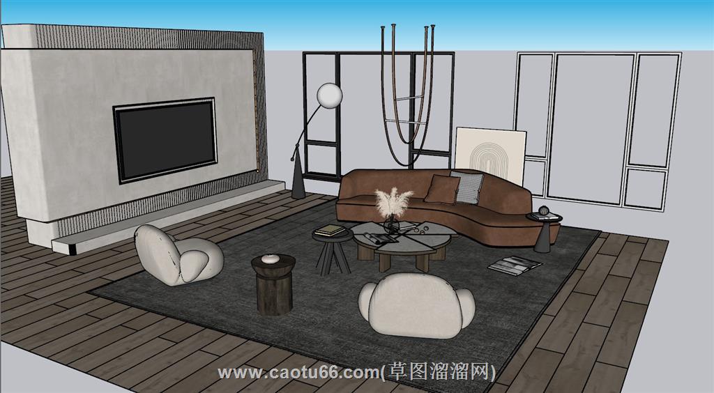 客厅沙发电视墙SU模型