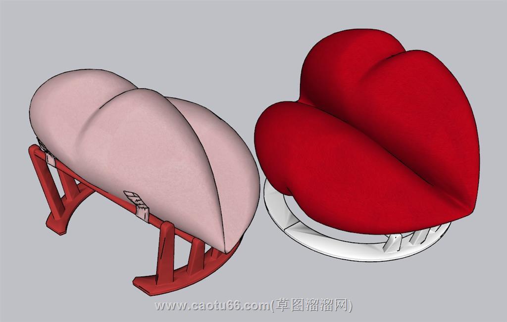 嘴唇造型沙发椅SU模型