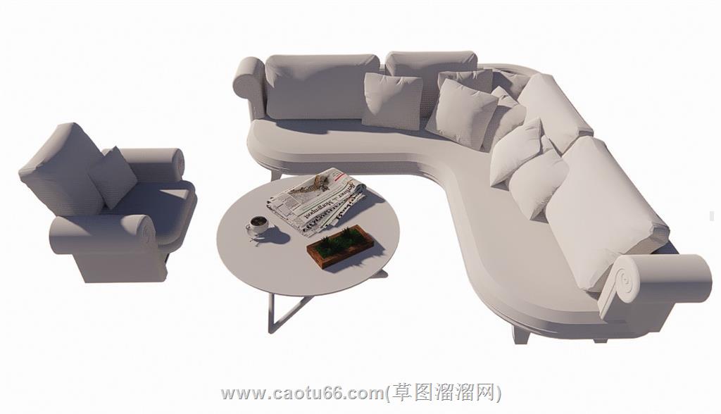 韩式沙发茶几SU模型