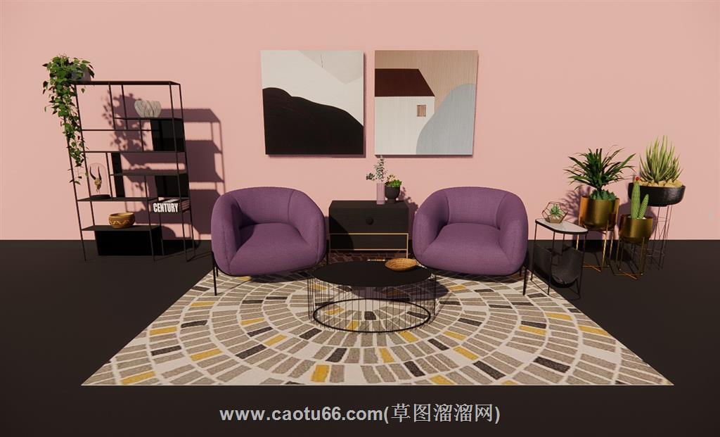 客厅沙发场景SU模型