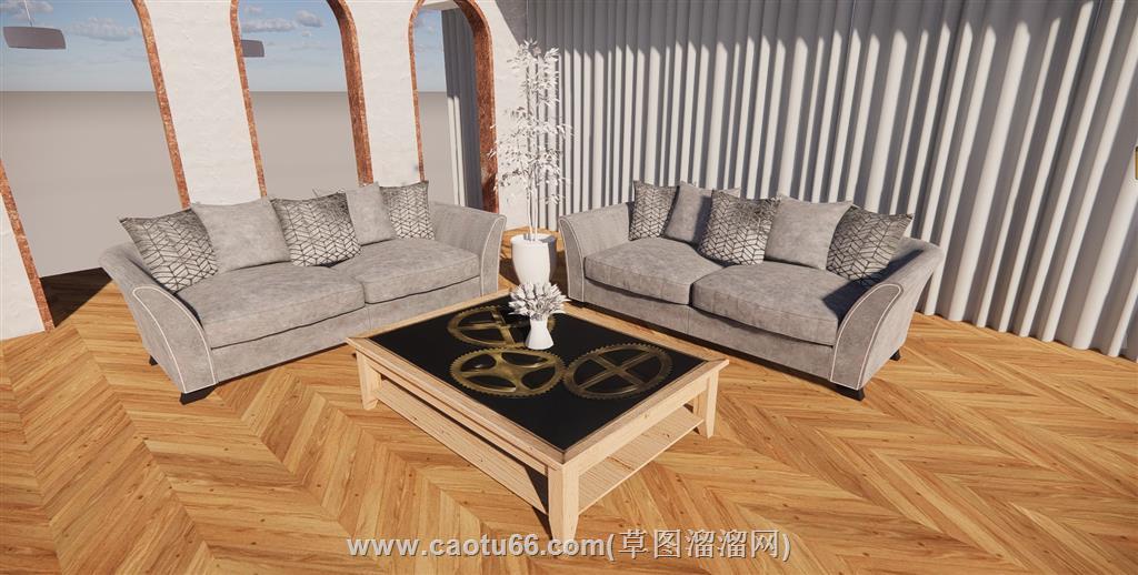 沙发茶几SU模型