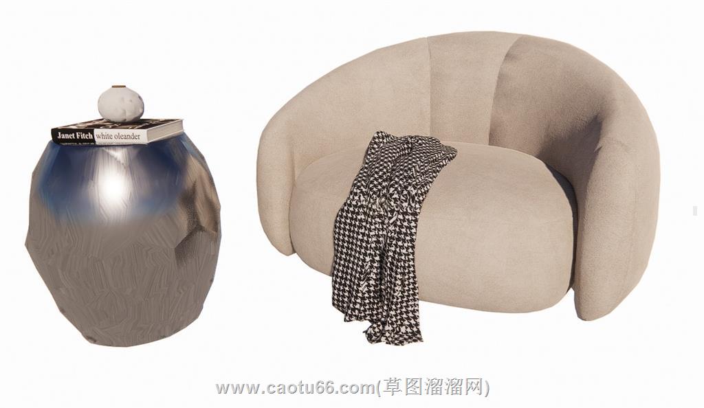 单人布艺沙发SU模型