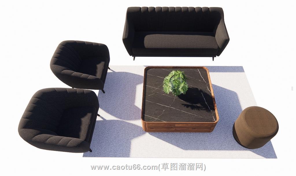 沙发茶几组合SU模型