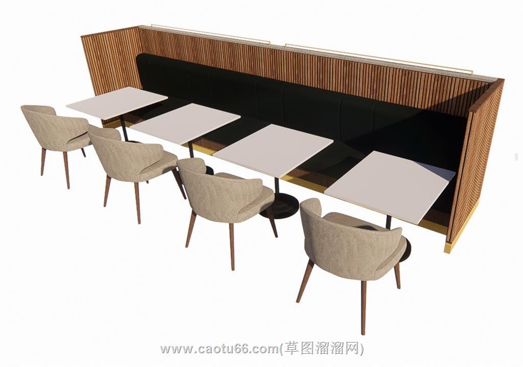 餐厅卡座餐桌SU模型