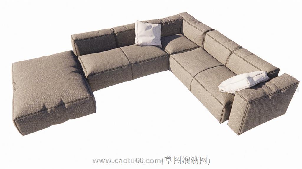 L型布艺沙发SU模型