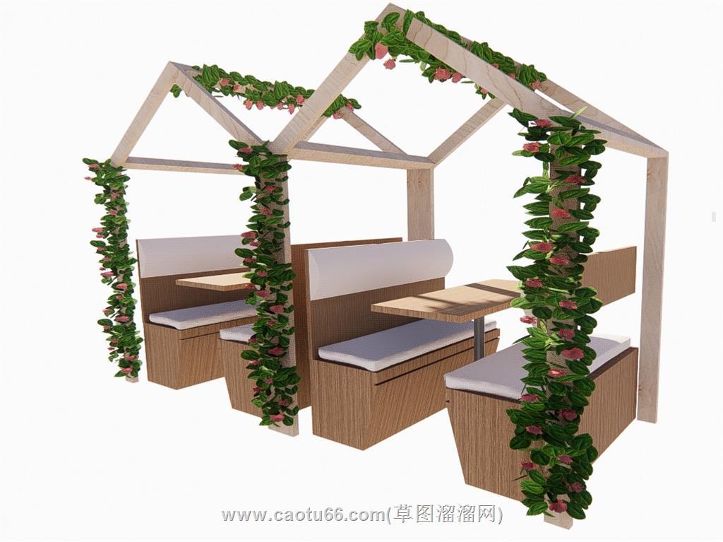 餐厅蔓藤卡座SU模型