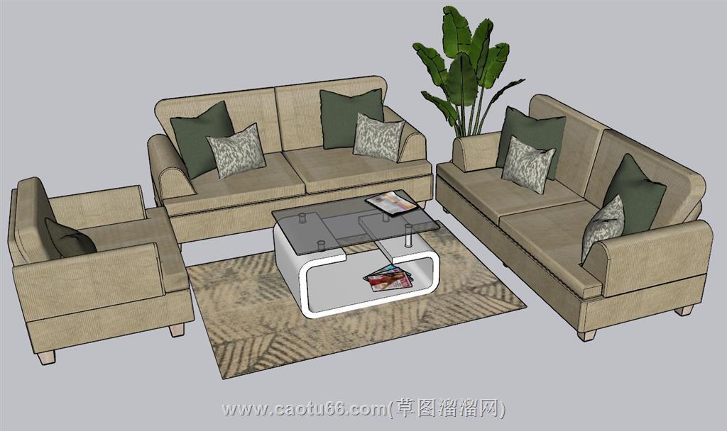 沙发茶几SU模型