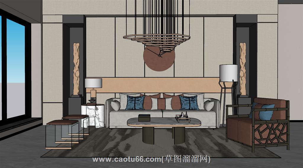 轻奢客厅沙发SU模型
