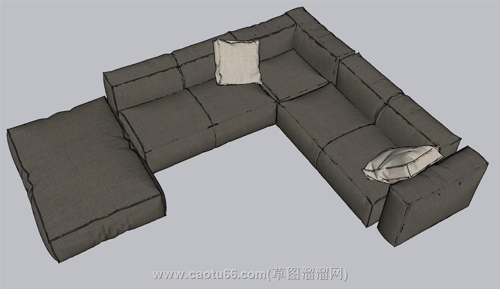 L型沙发布艺SU模型