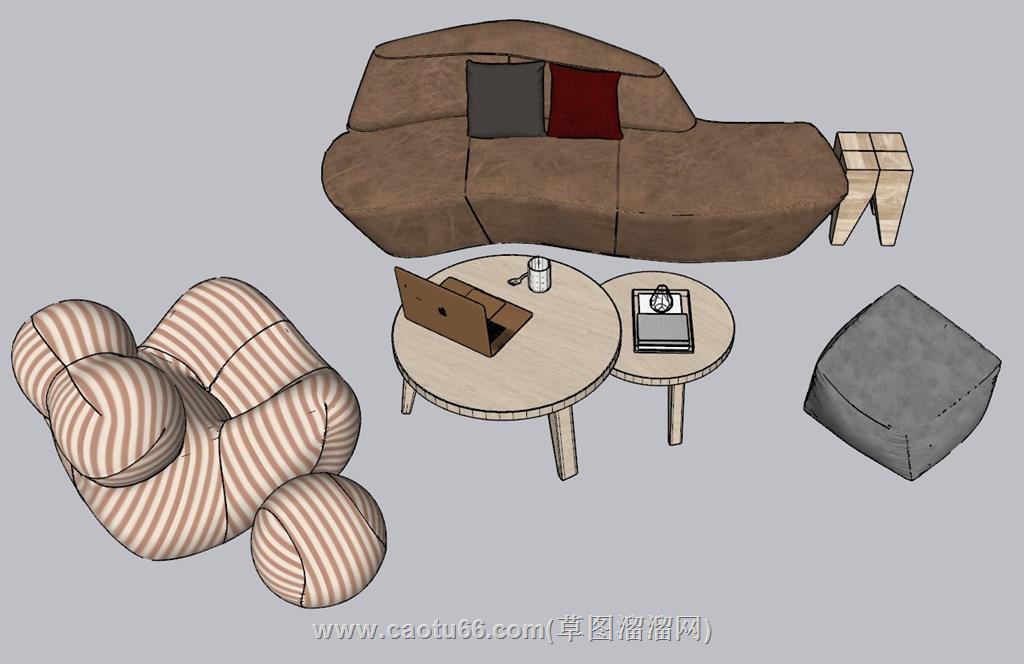 沙发茶几SU模型