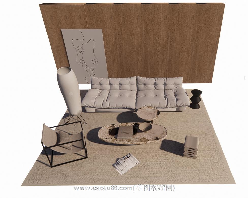 沙发茶几SU模型