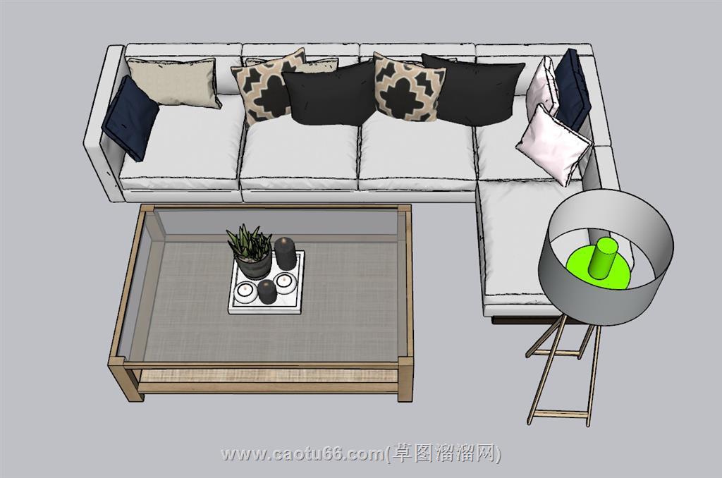 L型沙发SU模型