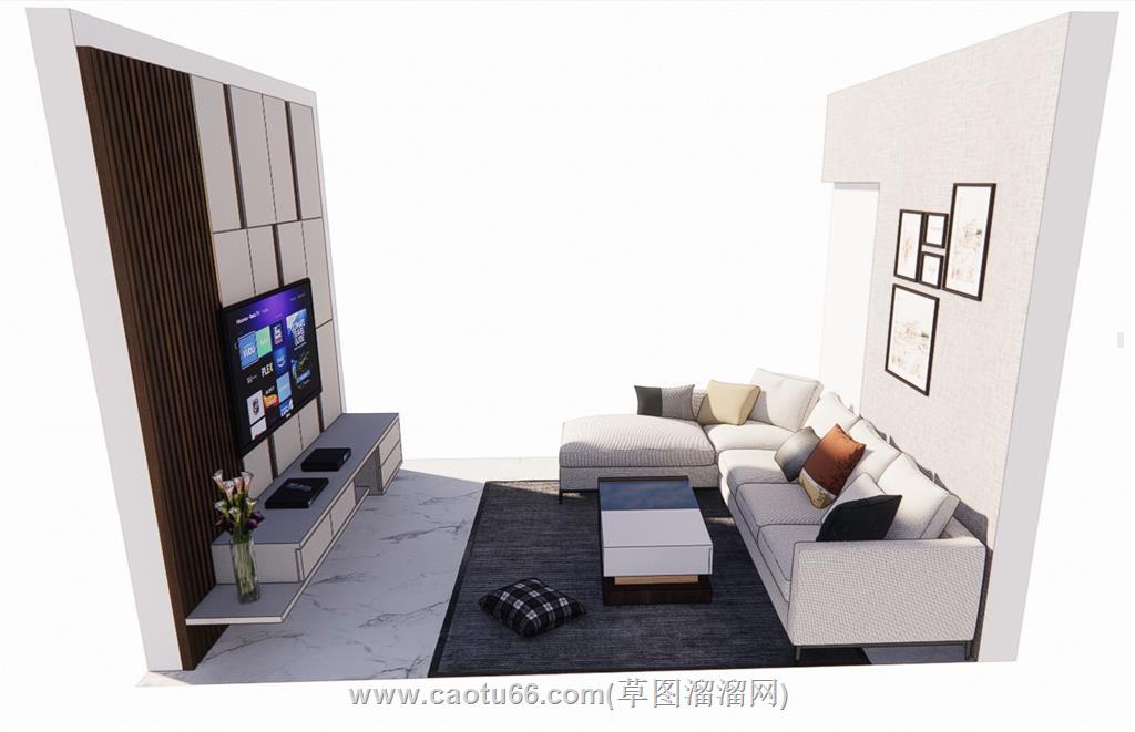 L型沙发电视柜SU模型