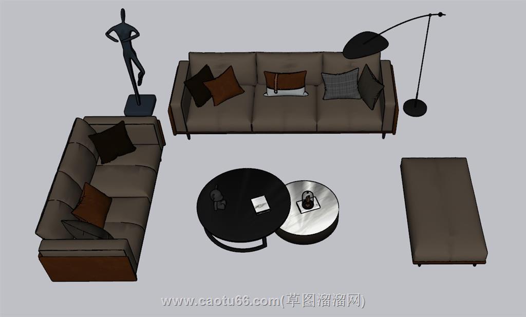 沙发茶几组合SU模型