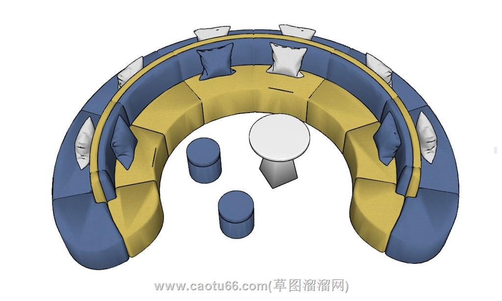 U形沙发SU模型