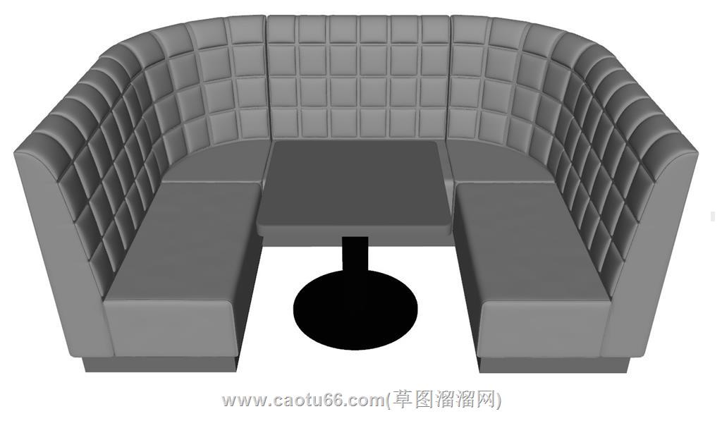 U形卡座沙发SU模型