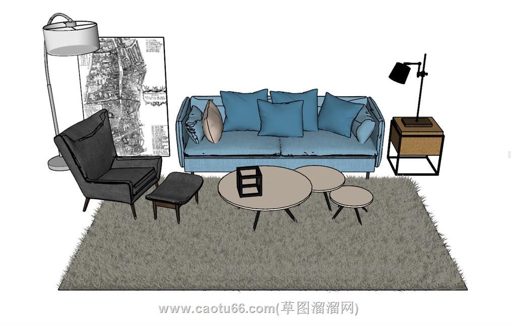 沙发地毯SU模型