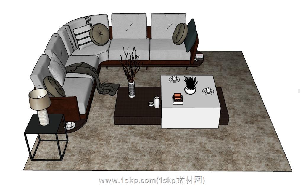 L型沙发茶几SU模型