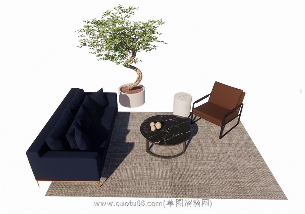 沙发茶几SU模型