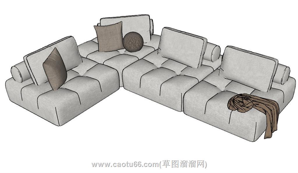 L型沙发SU模型