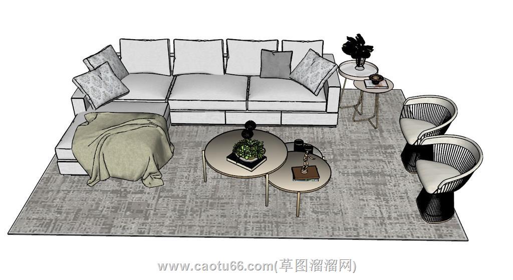 沙发茶几SU模型