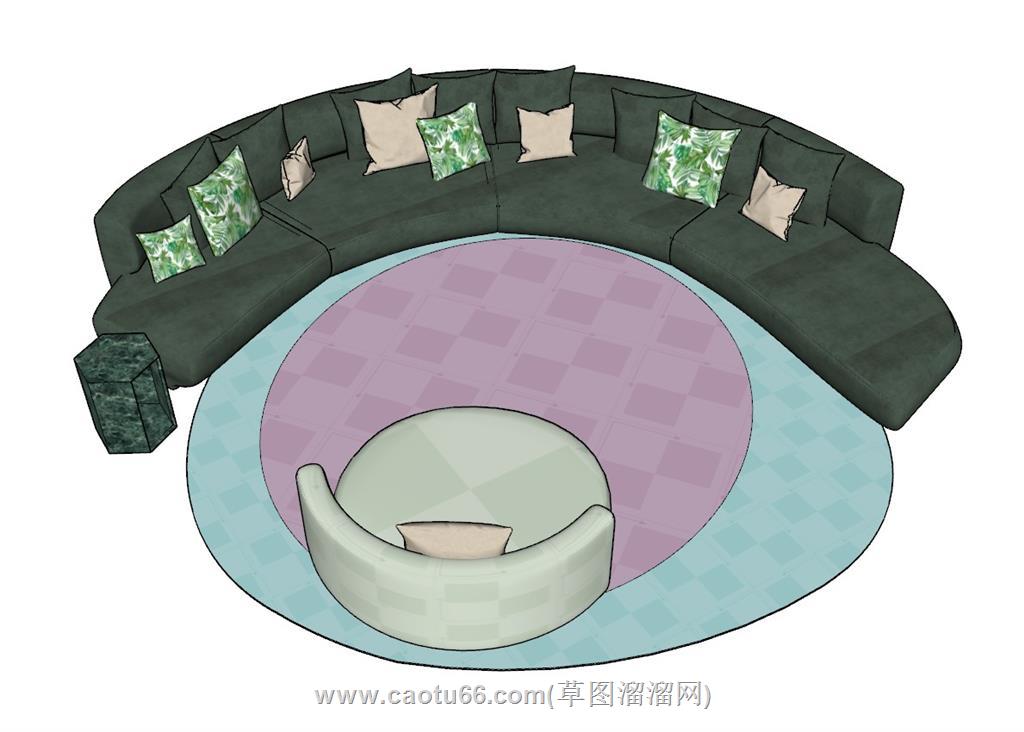 弧形沙发SU模型