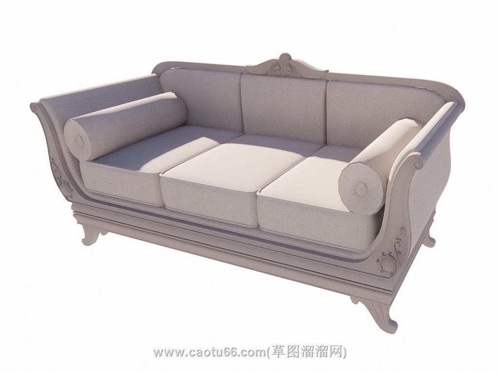 欧式三人座沙发SU模型