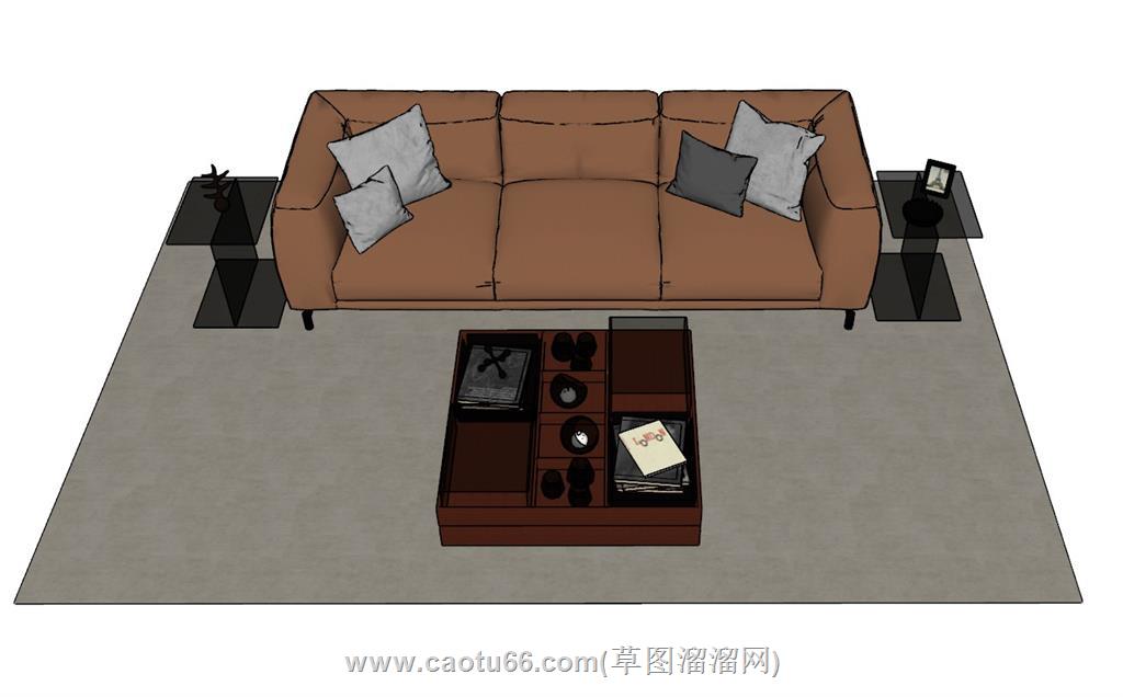 三人座沙发SU模型