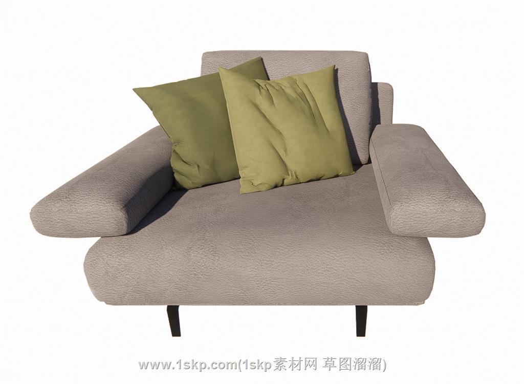 单人皮革沙发SU模型