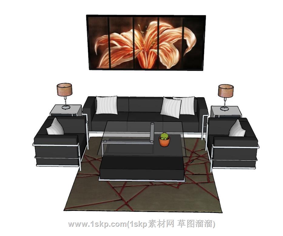 沙发茶几装饰画SU模型