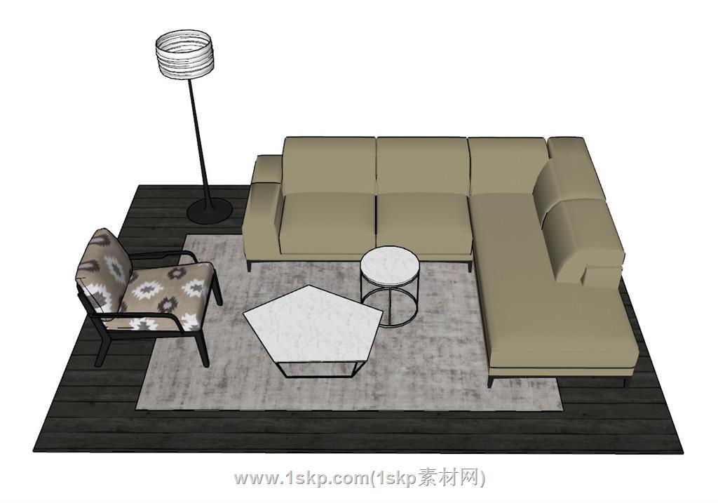 L形沙发SU模型