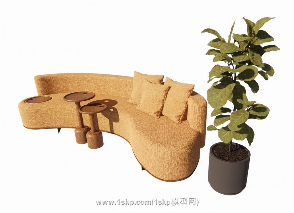 弧形沙发SU模型