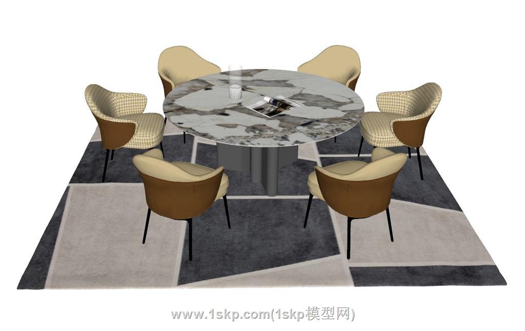 圆形餐桌椅SU模型