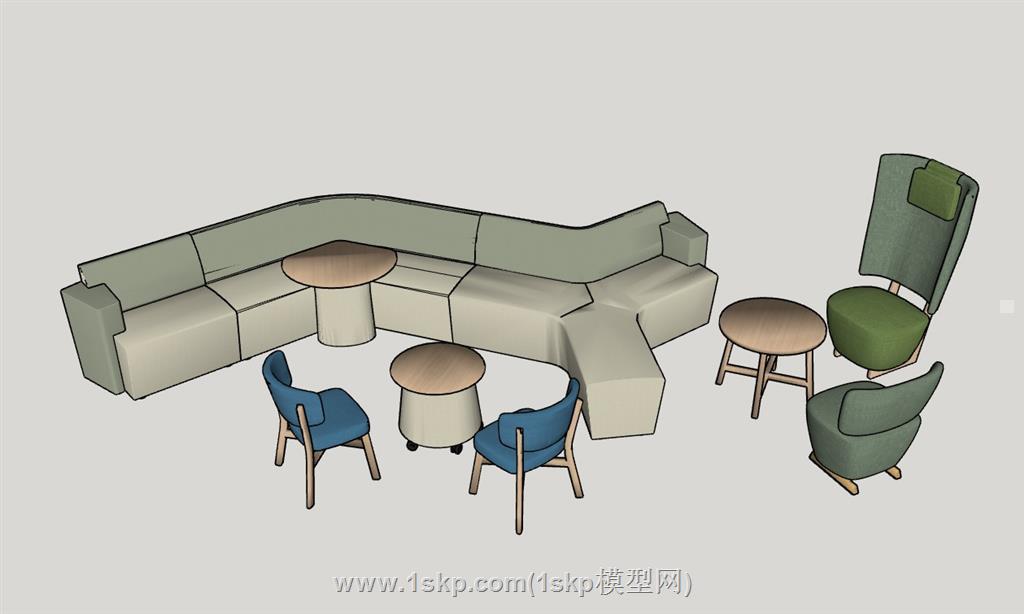 休闲区组合沙发SU模型
