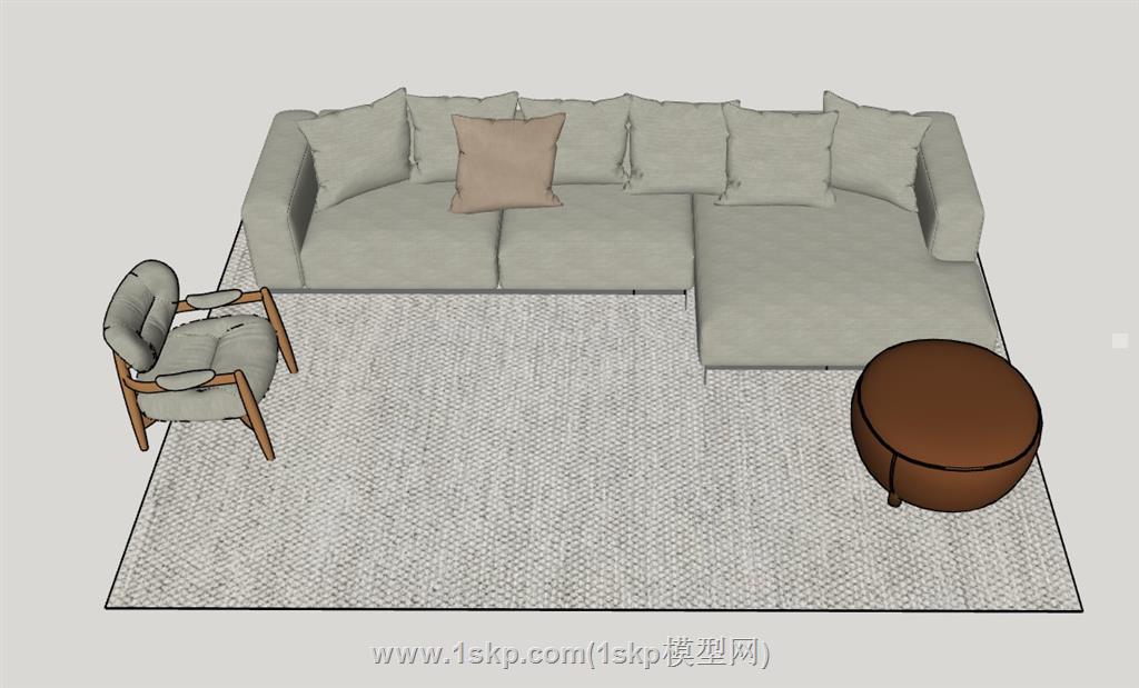 L形沙发SU模型