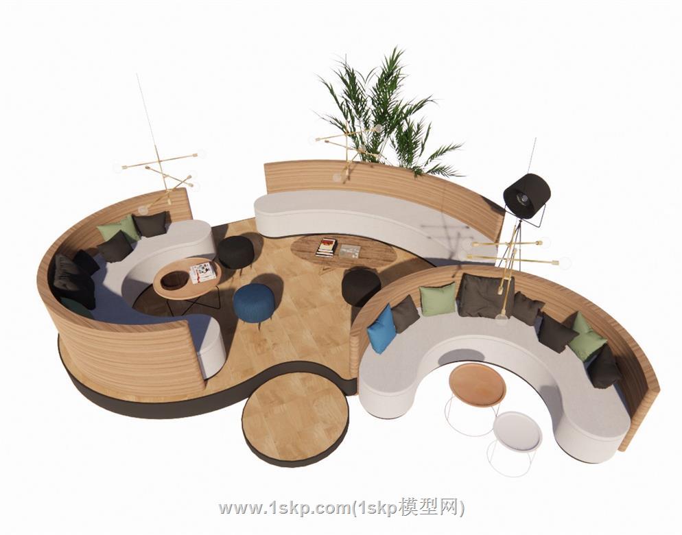 卡座沙发SU模型