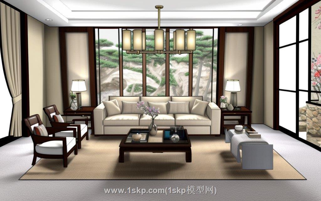 中式沙发SU模型