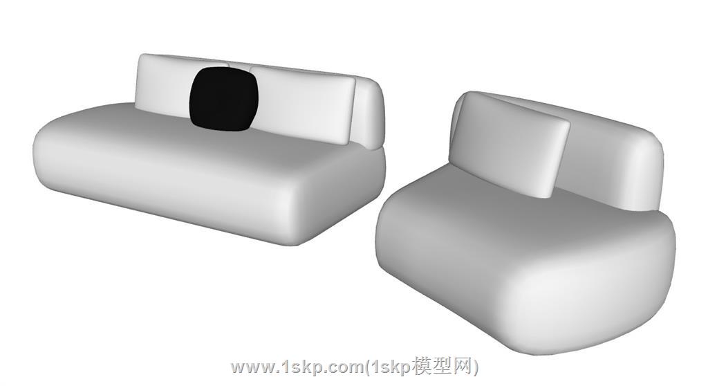 奶油沙发SU模型