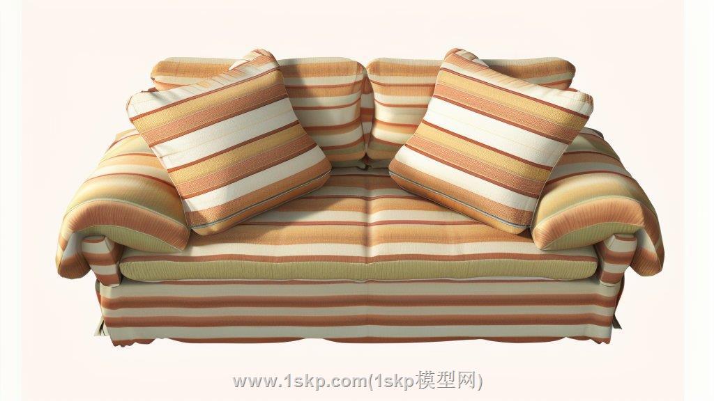 条纹布艺沙发SU模型