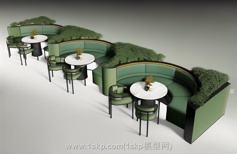弧形卡座沙发餐桌