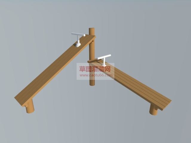 跷跷板儿童游乐设施木制儿童游乐SU模型