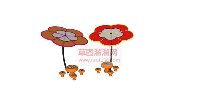 小花蘑菇小品SU模型