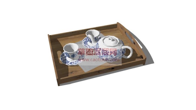 茶盘茶壶茶杯SU模型
