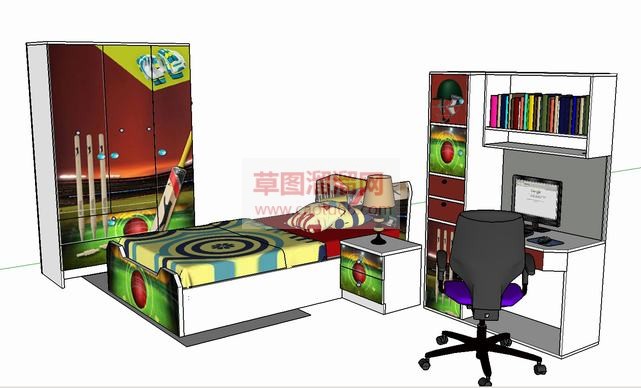 儿童卧室家具SU模型