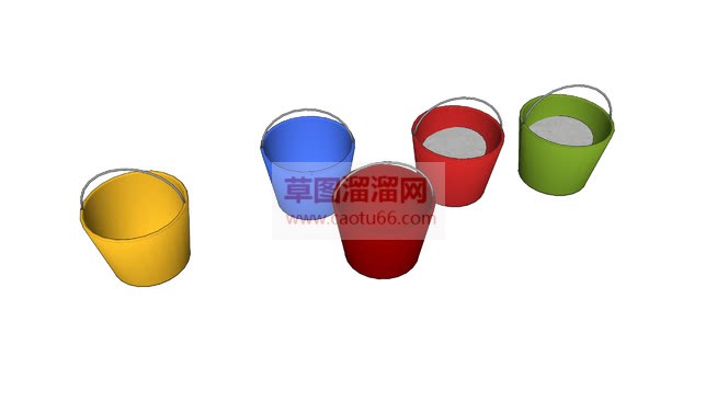彩色水桶塑料SU模型